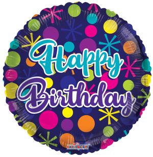 09" Birthday Dots Balloon (Inflated with Cup and Stick)
