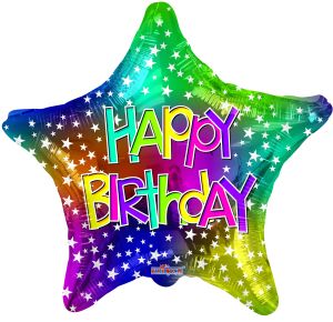17" Birthday Stars Multicolor Balloon