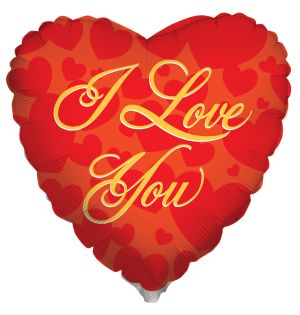 09" I Love You Gold Balloon (Inflated with Cup and Stick)