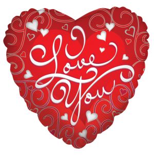 09" Love Silver Swirls Balloon (Inflated with Cup and Stick)