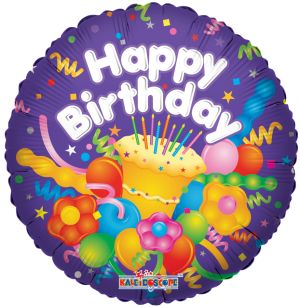 18" Happy Birthday With Cake Balloon
