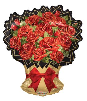 18" Rose Bouquet With Bow Shape Balloon