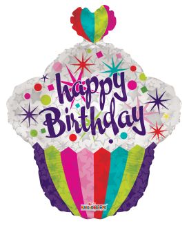 22" Shape Happy Birthday Cupcake Shape Balloon