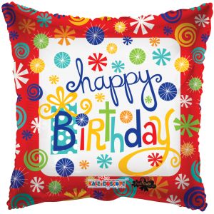 09" Birthday Swirls Balloon (Inflated with Cup and Stick)