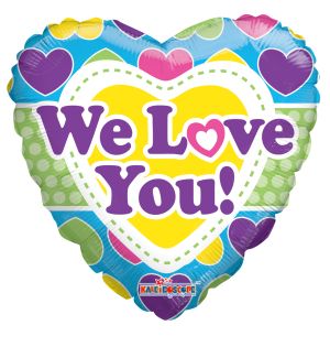 09" We Love You Balloon (Inflated with Cup and Stick)