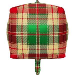 22" 3D Red and Green Plaid Square Balloon