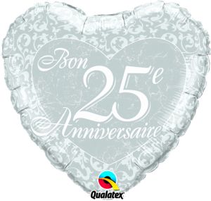 18" Bon 25e Anniversaire Balloon