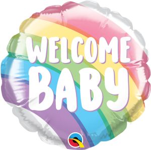04" Welcome Baby Rainbow Balloon (Inflated with Cup and Stick)