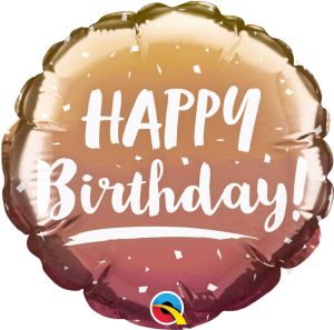 04" Birthday Gold and Rose Gold Ombre Balloon (Inflated with Cup and Stick)