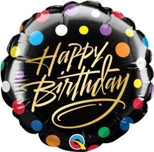 04" Birthday Gold Script and Dots Balloon (Inflated with Cup and Stick)