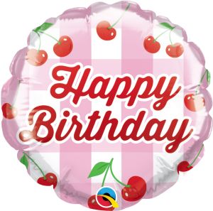 04" Birthday Cherries Balloon (Inflated with Cup and Stick)