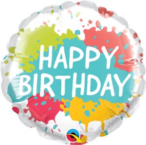 04" Birthday Paint Splatters Balloon (Inflated with Cup and Stick)
