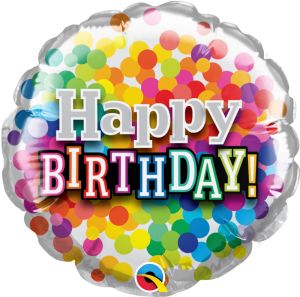 04" Birthday Rainbow Confetti Balloon (Inflated with Cup and Stick)