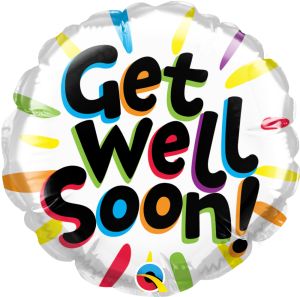 04" Get Well Soon Colorful Burst Balloon (Inflated with Cup and Stick)