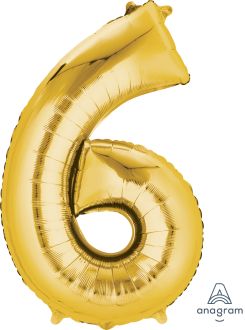 34" Gold Number 6 Balloon