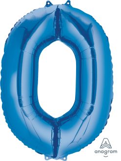 34" Blue Number 0 Balloon