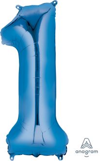 34" Blue Number 1 Balloon