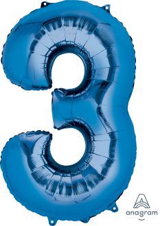 34" Blue Number 3 Balloon