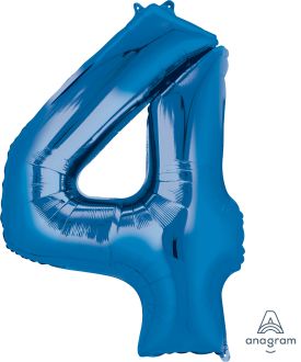 34" Blue Number 4 Balloon