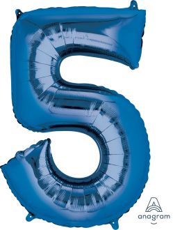 34" Blue Number 5 Balloon