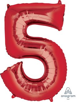 34" Red Number 5 Balloon