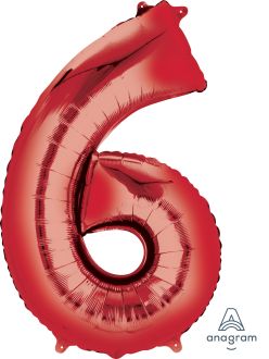 34" Red Number 6 Balloon