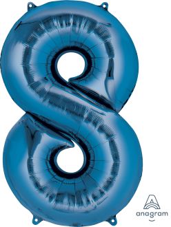 34" Blue Number 8 Balloon