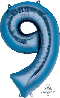 34" Blue Number 9 Balloon