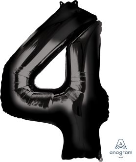 34" Black Number 4 Balloon