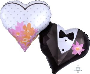 SuperShape Wedding Couple Hearts Balloon