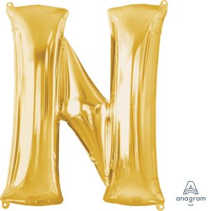 34" Gold Letter N Balloon