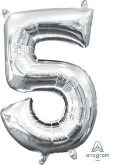 16" Silver Number 5 Balloon