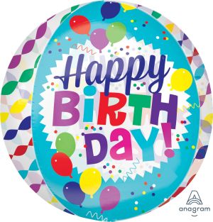 Orbz Happy Birthday Streamer Burst Balloon