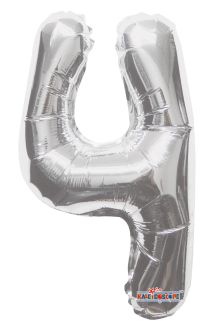 14" Silver Number 4 Balloon