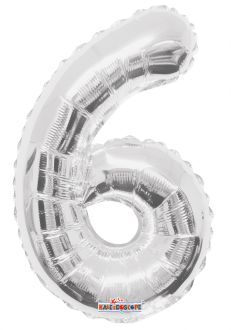 14" Silver Number 6 Balloon
