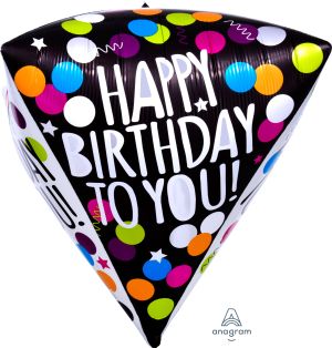 UltraShape Diamondz Happy Birthday Black & White Balloon