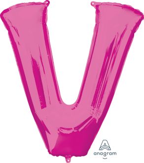 34" Pink Letter V Balloon
