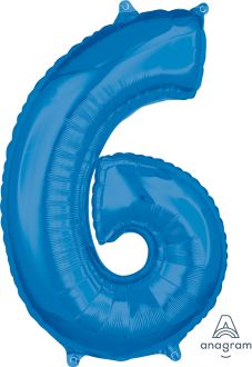 26" Blue Number 6 Balloon