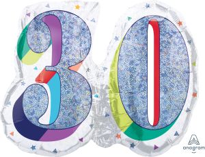 SuperShape Holographic Here's to Your Birthday 30 Balloon