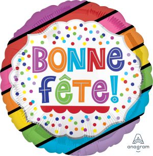 18" Bonne Fete Bright Stripes Balloon