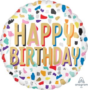18" Happy Confetti Birthday Balloon