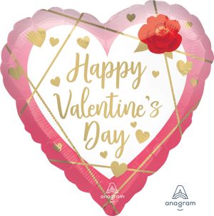 18" Happy Valentines Day Watercolor Faceted Heart Balloon
