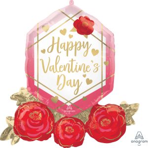 SuperShape Happy Valentines Day Gem and Roses Balloon