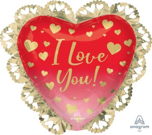 SuperShape Intricates I Love You Ombre and Gold Hearts Balloon