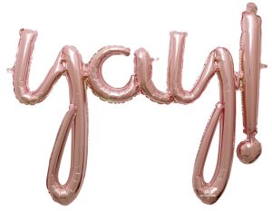 Script Phrase YAY! Rose Gold Balloon