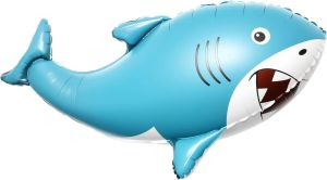 44" 3D Happy Blue Shark Balloon