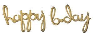Script Phrase Happy Bday White Gold Balloon
