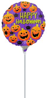 09" Halloween Spiders and Pumpkins Balloon (Inflated with Cup and Stick)