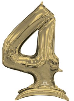 50" Stand-Up White Gold Number 4 Balloon
