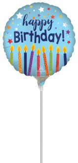 04" Satin Happy Birthday Celebrate Balloon (Inflated with Cup and Stick)